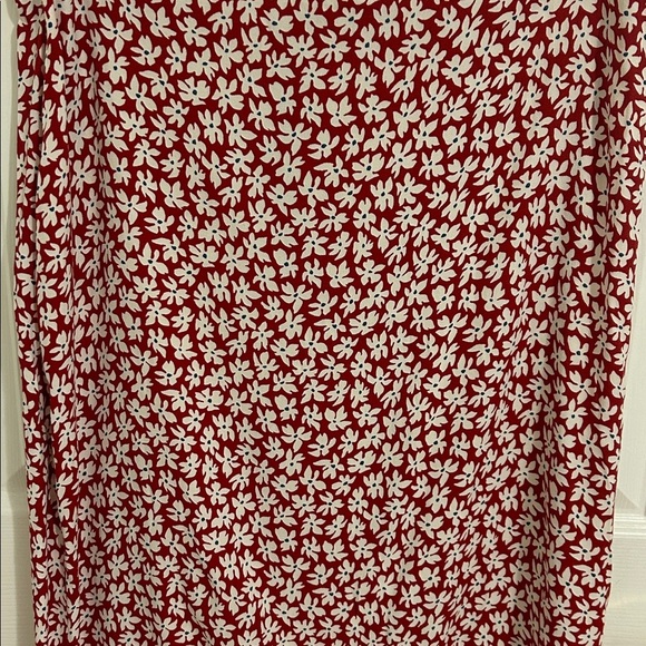 Reformation Zoe Grenadine Red And White Floral Print Midi Skirt NWT Size 12 - Picture 7 of 15